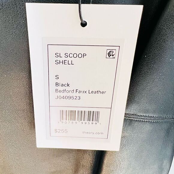 THEORY Scoop Neck Faux‎ Leather Tank Top, Black, Small, (4/6), Designer, NWT - Picture 16 of 16